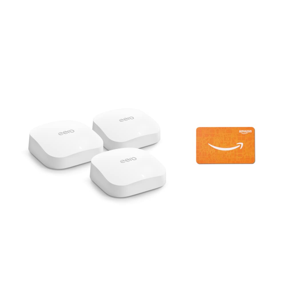Amazon eero Pro 6E system (3-pack) with $100 Amazon.com Gift Card