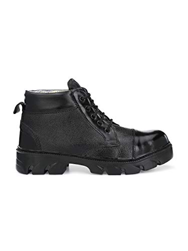 Eego Italy Black Genuine Leather Combat Steel Toe Safety Service Security Boots WW-88
