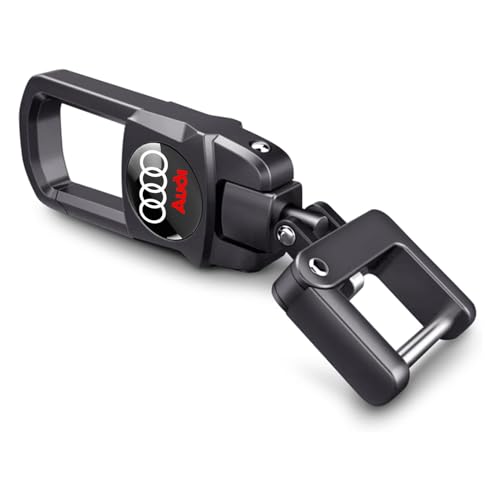 SDSHSM Metal Car Key Chain for Audi A3 RS3 A4 A5 A6 A7 RS7 A8 Q3 Q5 Q7 R8 Keychain Key Ring for Car Accessories Black
