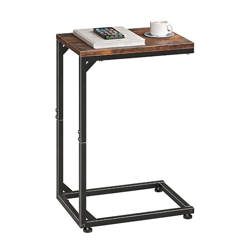 Simple Trending C Shaped End Table, TV Tray for Couch, Small Side Table with Metal Frame, for Living...