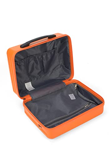 Kit Mala De Viagem Rodas 360° Cadeado Frasqueira (G, Grafite e laranja)