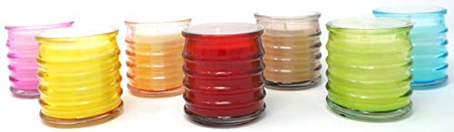 Coraz Home Lot de 6 bougies dans des pots en verre multicolores non parfumées, mélange de cire végétale et mèche de coton, chaque bougie en pot en cire végétalienne, sans paraffine Cover
