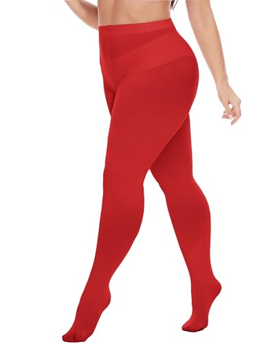 Image of Citystl 2 Pack Plus Size Tights for Women, 80D Opaque Control Top Pantyhose