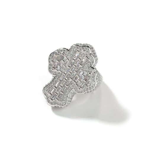 14K Gold T-Shaped Moissanite Cross Ring for Men, Unique Hip-Hop Style, Luxurious Accessory, Ideal for Trendsetting Individuals