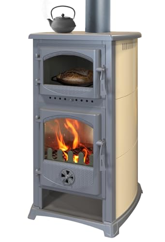 Kaminofen mit Backfach und Herdplatte Cucina creme - 9,7kW