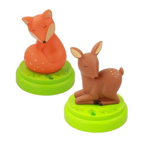 ANSMANN Nachtlicht Fuchs & Reh Set - Süße Einschlafhilfe mit Touchsensor...