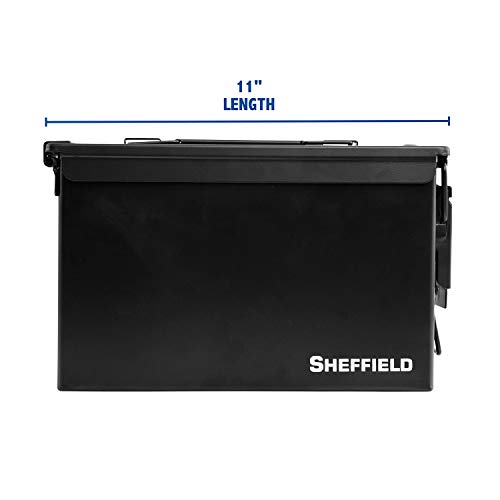 Sheffield 12643 .50 Caliber Tactical Ammo Can, Air Tight & Waterproof Box, Tamper Proof, Stackable Design, Black