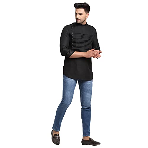 Image of SAIFOO Men's Rich Cotton Blind Short Kurta