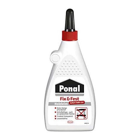 Ponal Fix & Fest Holzleim, sofort haftender Holzkleber für die Innenanwendung, gelartiger Kleber ideal für senkrechte Flächen, transparent trocknender Leim, 1 x 200g Cover