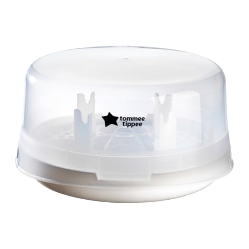 Tommee Tippee Microwave Steam Steriliser for Baby Bottles Soothers Breast Pumps and Feeding Accessories Kills Viruses and 99.9% of Harmful Bacteria 4-Minute Sterilisation Cycle