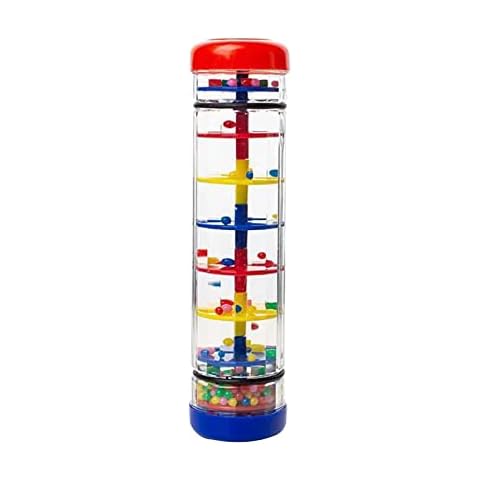 Mini Rainbomaker Twirly Whirly Rainshaker Hand Rattle Sensory Toy with Colorful Beads for Boys Girls Children Musical Educate (Random Color) Cover