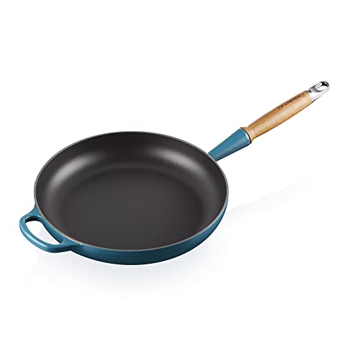LE CREUSET Sartén de hierro fundido Signature con mango de madera, 28 cm, Deep Teal