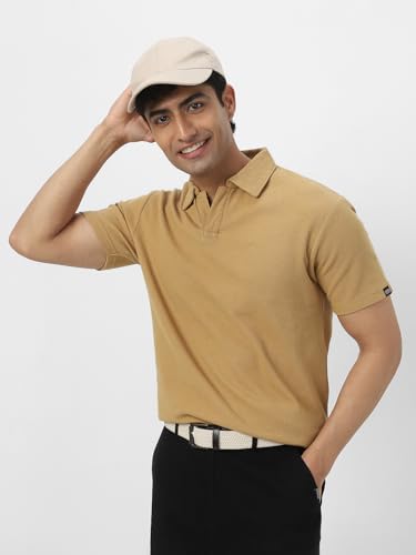 Image of Urbano Fashion Men's Textured Regular Fit Half Sleeve Cotton Polo T-Shirt