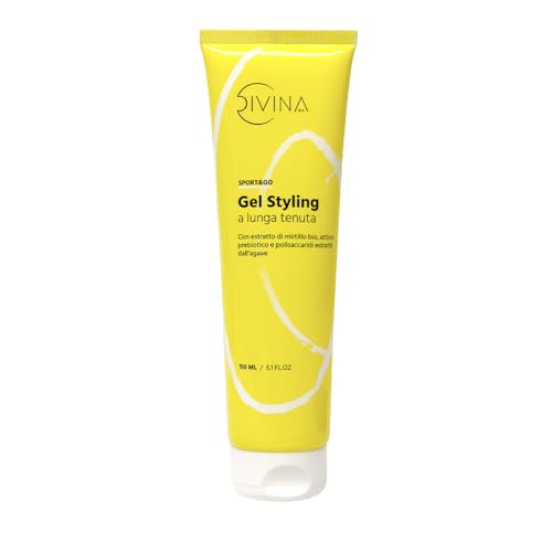 Gel Styling a lunga tenuta per capelli mossi, ricci e afro Sport&Go by DIVINA BLK con estratto di mirtillo bio, attivo prebiotico e polisaccaridi estratti dall’agave (150ml)