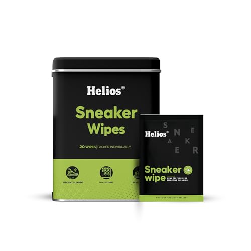 Image of Helios Sneaker Wipes: Instant & Effective Shoe Cleaning | Dual-Textured Wet Wipes Remove Tough Stains | Superior Shoe Cleaner | Travel-Friendly & Disposable | Pack of 1-20pcs