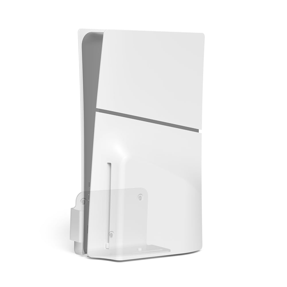 Uchwyt ścienny do konsoli PS5 Slim do PS5 Slim Digital Edition do PS5 Slim Disc Edition, stojak ze stopu aluminium z rozpraszaniem ciepła, oszczędność miejsca, konfiguracja gier, biały