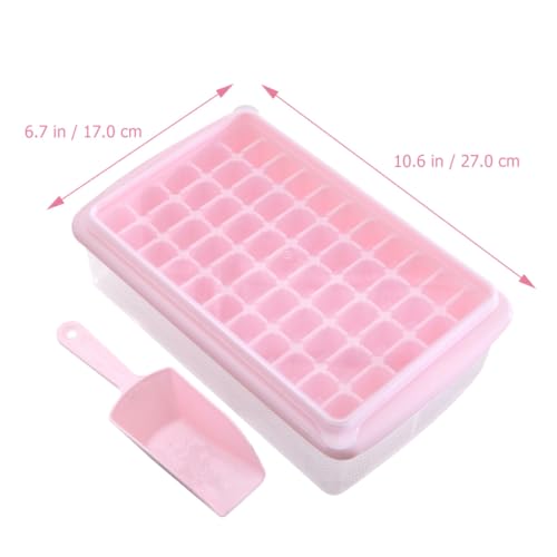 Bandeja de cubitos de plástico Luxshiny con tapa rosa miniatura 2