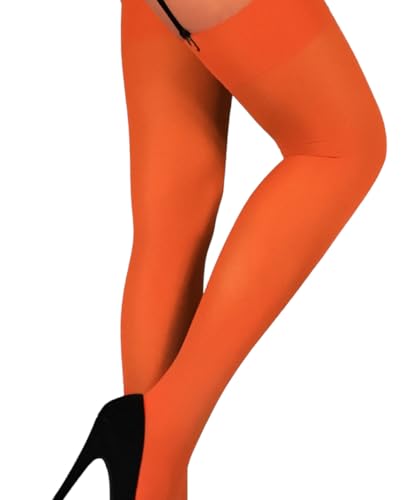 Image of Mila Marutti Orange Thigh High Stockings | Garter Belt Stockings 40 Denier | Made in EU - Orange, S