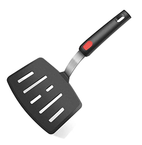 Image of Silicone Spatula Heat Resistant Flexible Rubber for Nonstick Cookware, Burger Pancake Spatula Turner Large Silicone Spatula for Cooking Kitchen Utensil (Black) (Pack of 1)