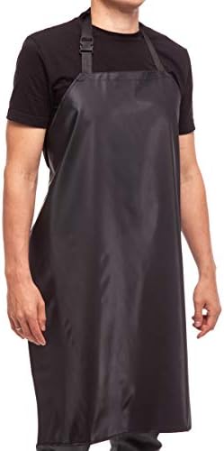 Aulett Home Waterproof Rubber Vinyl Apron Black - 35" Heavy Duty Model - Stay Dry When Dishwashing, Lab Work, Butcher, Dog Grooming, Cleaning Fish - Industrial Chemical Resistant Plastic…