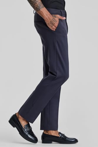 Image of SNITCH Slim Fit Greyish Blue Plain Trousers