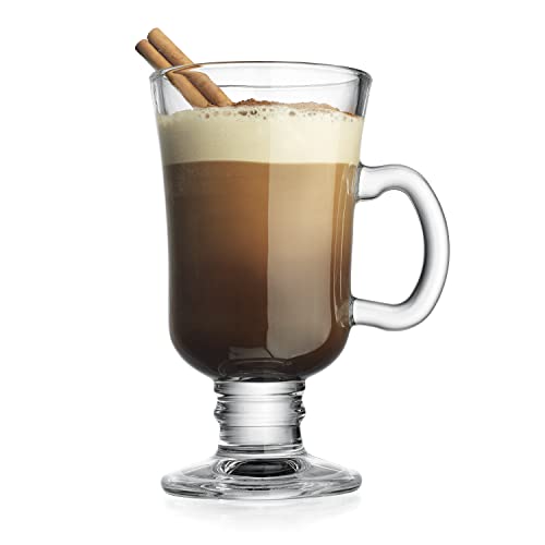 Glaver’s Everyday Set Of 2 Irish Coffee Mugs – Old Fashioned Everyday Set Of Glass Cups – 8 Oz Wedding Irish Mug Bundle – With Practical Handle For Convenience – Fine Edge And Perfect Cut Coffee Mugs #TOP2
