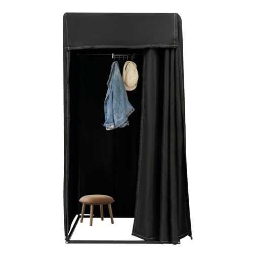 Ginelm Clothing Store Fitting Room, Movable Square Changing Rooms, DIY Temporary Locker with Shading Curtain and Hook Up, Privacy Screen Partition for Office Outdoor Activity and The Mall