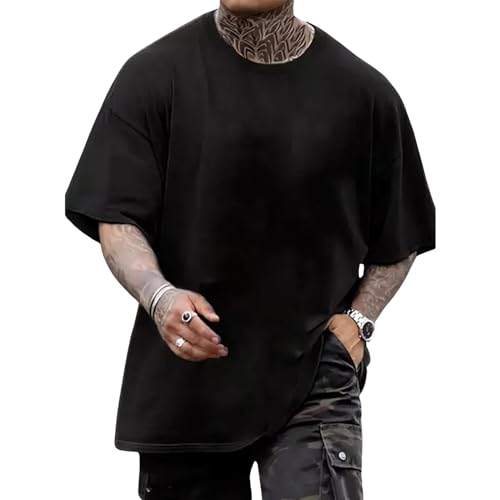 Image of Printed Mens Oversized Black Cotton Tshirt Pack of 1