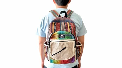 Zillion Craft strong back pack made from natural hemp. Hand made Bohemian style large size back pack for college laptop travelling.2