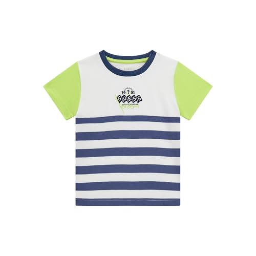GUESS Boys' Eco Short Sleeve Yarn Dye Striped T-Shirt