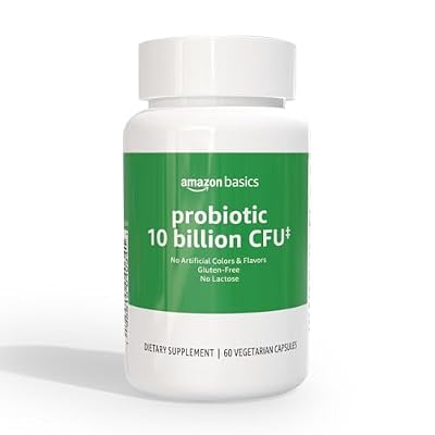 Amazon Basics Daily Probiotic, 10 Billion Active Cultures, Supporting Digestive and Intestinal Health, Capsule, 60 Count, Two Month Supply, Packaging May Vary
