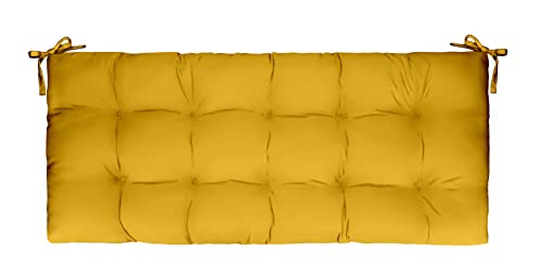 RSH Décor Indoor Outdoor Tufted Bench Cushion with Ties (60” x 18”), (Yellow)