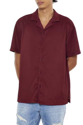 Forever 21 Chemise texturée à manches courtes pour homme, sangria, Taille M