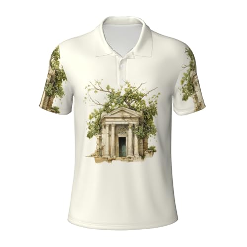 Polo homme à manches courtes imprimé grec et branche d'olivier