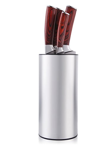 image for Hiware Stainless Steel Universal Knife Block, Round Soft Touch Knife H