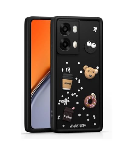Image of Bintage Cute Fun Taddy| 3D Ball Bear| Donut| Coffee Rubber Case Full Body & Camera Protection Back Cover Compatible for Oppo A6 Pro 5G - Black