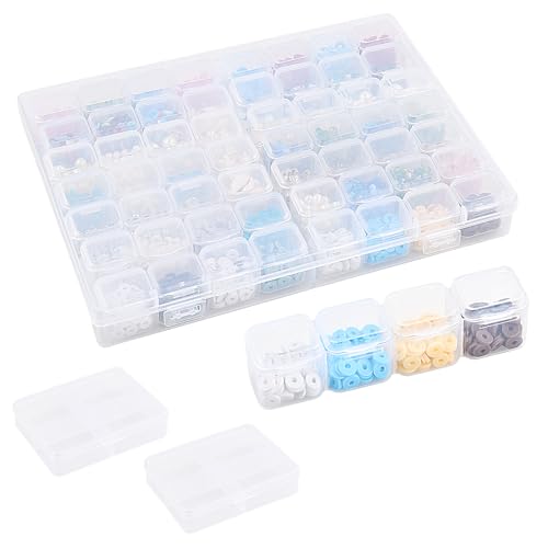Novocloud Pack de 3 Cajas Organizadoras de Plastico con 56 Espacios y Tapas, Cajitas organizadora Transparente, Organizador Para Guardar Tornillos, Pendientes, Cuentas, Material de Oficina Ordenado