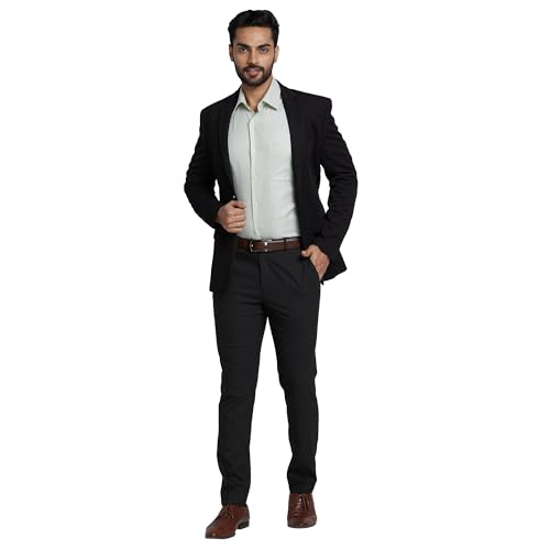 Image of Park Avenue Men's Super Slim Fit Pure Terylene Structure Pattern Notch Lapel Full Sleeve Formal Jacket