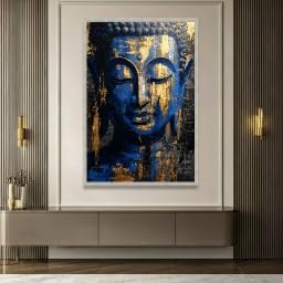 Tableau Bouddha bleu grand format 60x90 toile zen - 4