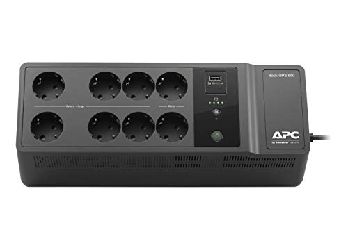 APC Back-UPS - BE650G2-GR - UPS 650VA, Black, (8 Outlets, Surge Protected, 1 USB Charging Port)
