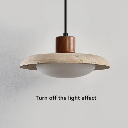 Suspension travertin style wabi-sabi et bois pour îlot de cuisine - 6