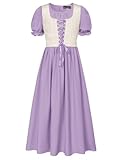 Girl Renaissance Dress Purple Long Dress Flower Girl Dresses Puff Sleeve Maxi Dresses Purple 10Y