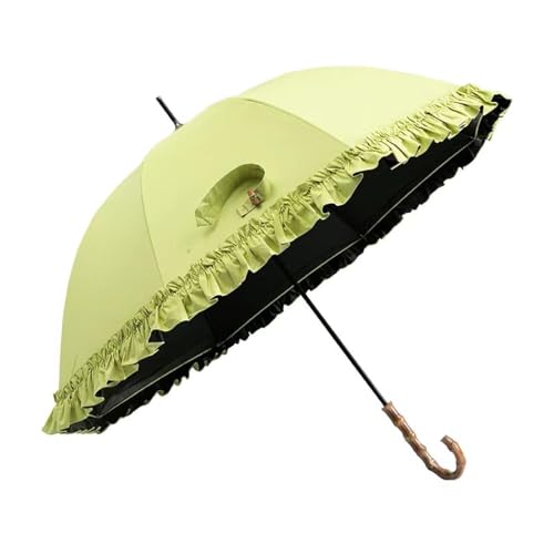 完全遮光 日傘 長傘 70cm 遮光率100% 1級遮光 紫外線 遮熱 かわいい 可愛い おしゃれ きれいめ フリル 雨傘 かさ 晴雨兼用 竹 バンブー UVカット 軽量 シンプル バイカラー レディース傘 UVカット 遮光 ギフト (#9)