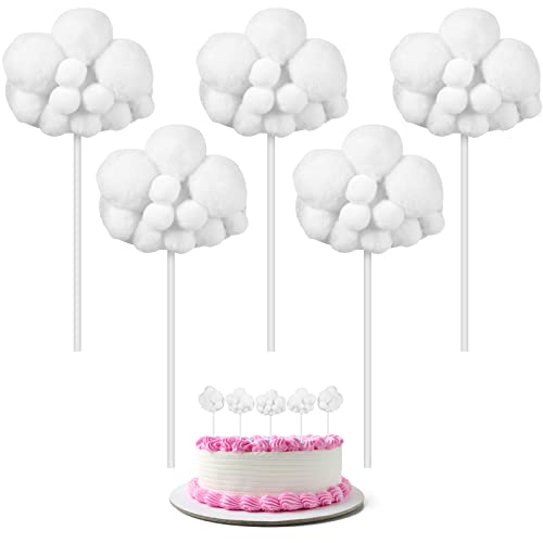 Boules en peluche pour cupcakes Amosfun blanche décoration de fête lot de 5
