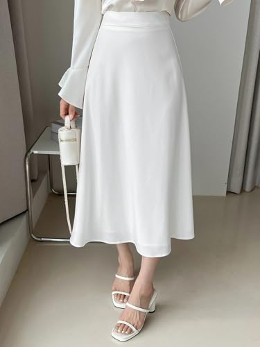 Women's Flowy Trendy Skirt High Waist Solid Skirt4