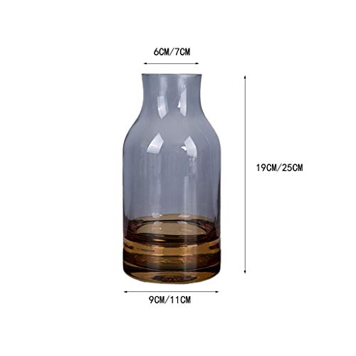 Side Table Vaas, Amber And Living Room Vaas grijze stiksels Vaas Heavy Glasvaas Rose tulpenvaas Wedding, 5 Styles (Size : 11 * 11 * 25CM) - Afbeelding 3