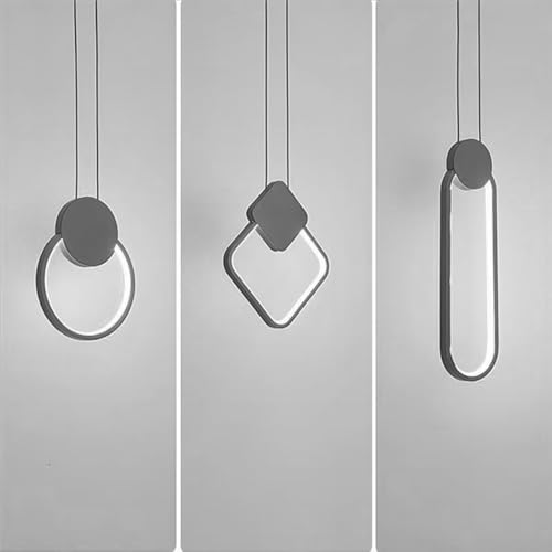 LIGKIN Set de 3 Lustre LED 11W Suspension Luminaire Moderne Plafonnier en ‎Aluminium Lampe de plafond Noir Créatif pour Cuisine Salle à Manger Salon...