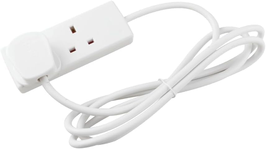 LUXFAB Extension Lead 1–10 Metre Long 13A Mains Power Cable – 1 to 6 Way UK 3 Pin Plug Socket Gang Extension Cord for Home, Office & Multiple Electrical (2 Way 10 Meter White)