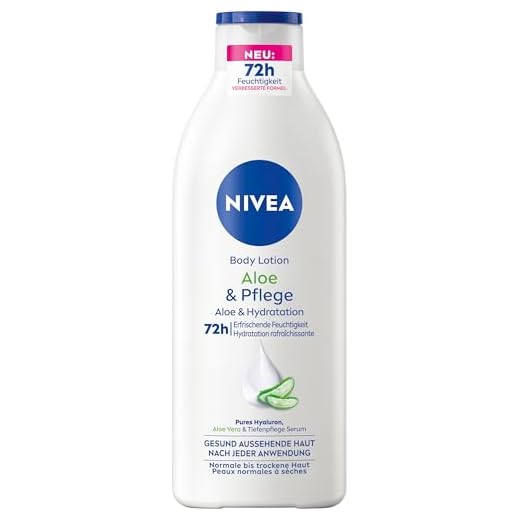 NIVEA Body Lotion Aloe & Pflege, Körpercreme mit Tiefenpflege Serum für 72h Feuchtigkeit, Körperlotion mit purem Hyaluron und Aloe Vera natürlichen Ursprungs(400 ml)