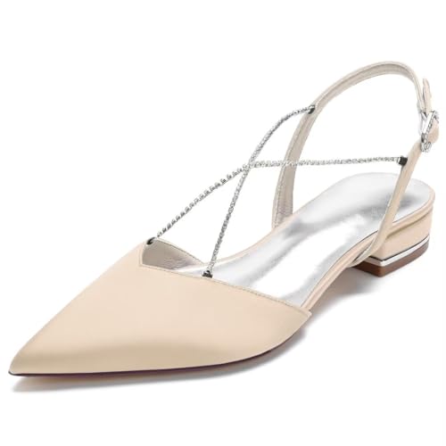 Chaussures de mariage en satin bout pointu strass escarpins de cérémonie pour femme JOEupin